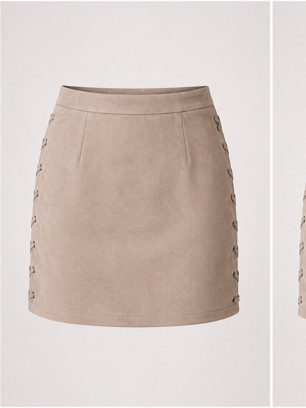 Blush Noir Faux Suede Mini Skirt Lace-Up Side Blush Pink Size M